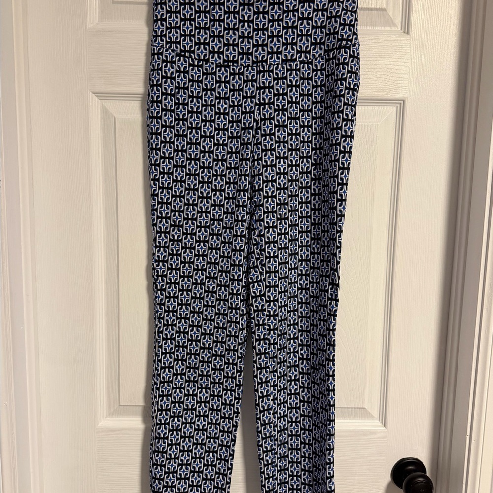 Black, Blue and White Patterned Women's Cropped up! Pants